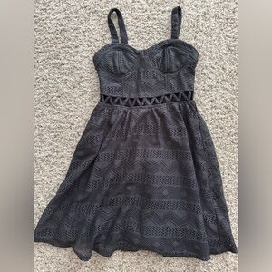 Xhilaration Black Pleated Midi Dress Sweetheart Neckline